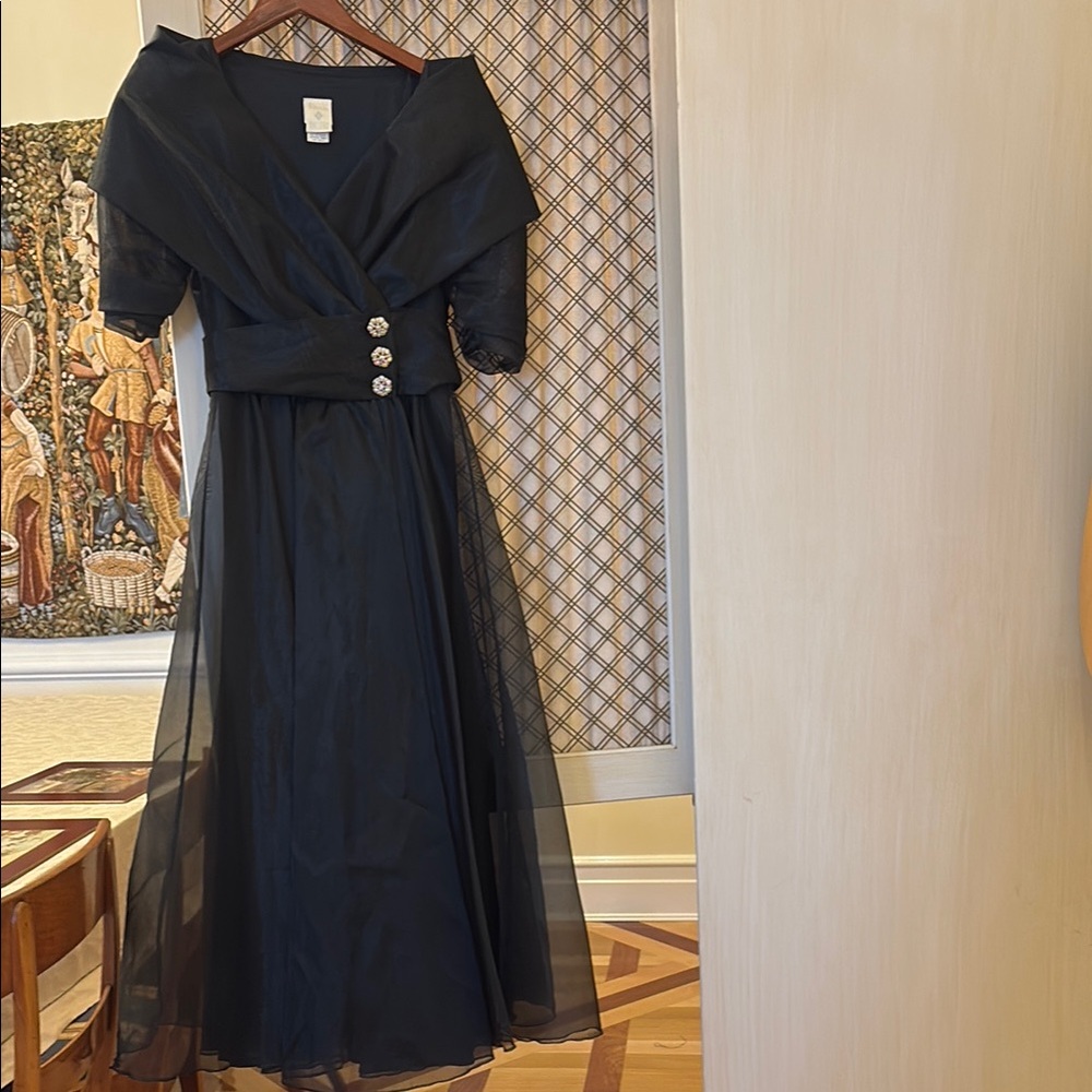 Vintage 90s Watters and Watters Black Off the Shoulder Gown